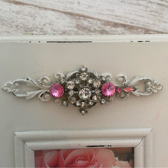 Super sweet vintage shabby chic desk,makeup,jewelry organizer with rhinestones - Picture 6 of 9